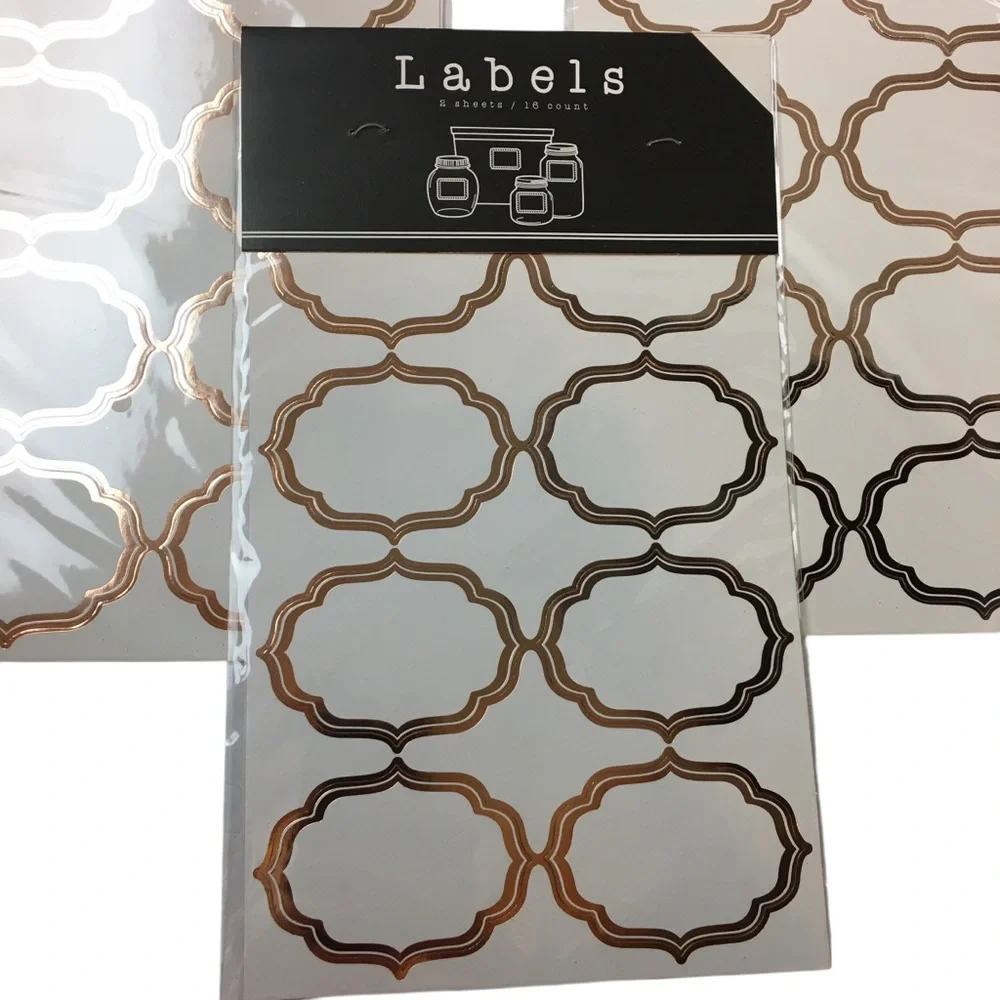 Jar Labels Copper Rose Gold Edge Organizing Labeling Pantry Crafts Gifts NWT